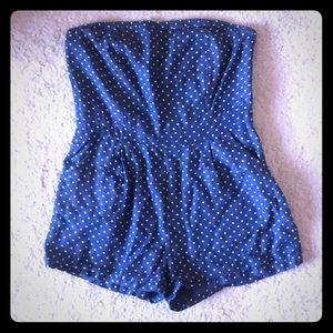 Strapless Blue Polka Dot Romper